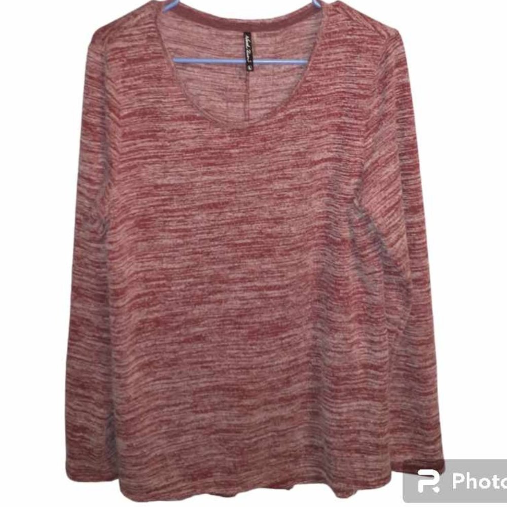 North River Women's long sleeve shirt heathered Red Purple Lace Large W-331